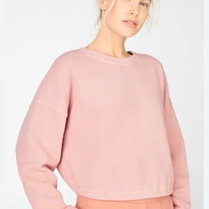 Fabletics Anna Tie Back Waffle Knit Crop Sweatshirt Sweater Women's Medium